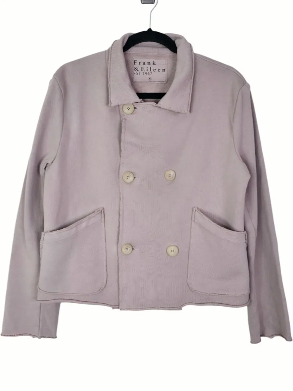 Frank & Eileen Mini Belfast Jacket Biscotti Triple Fleece Cropped Sweatshirt S